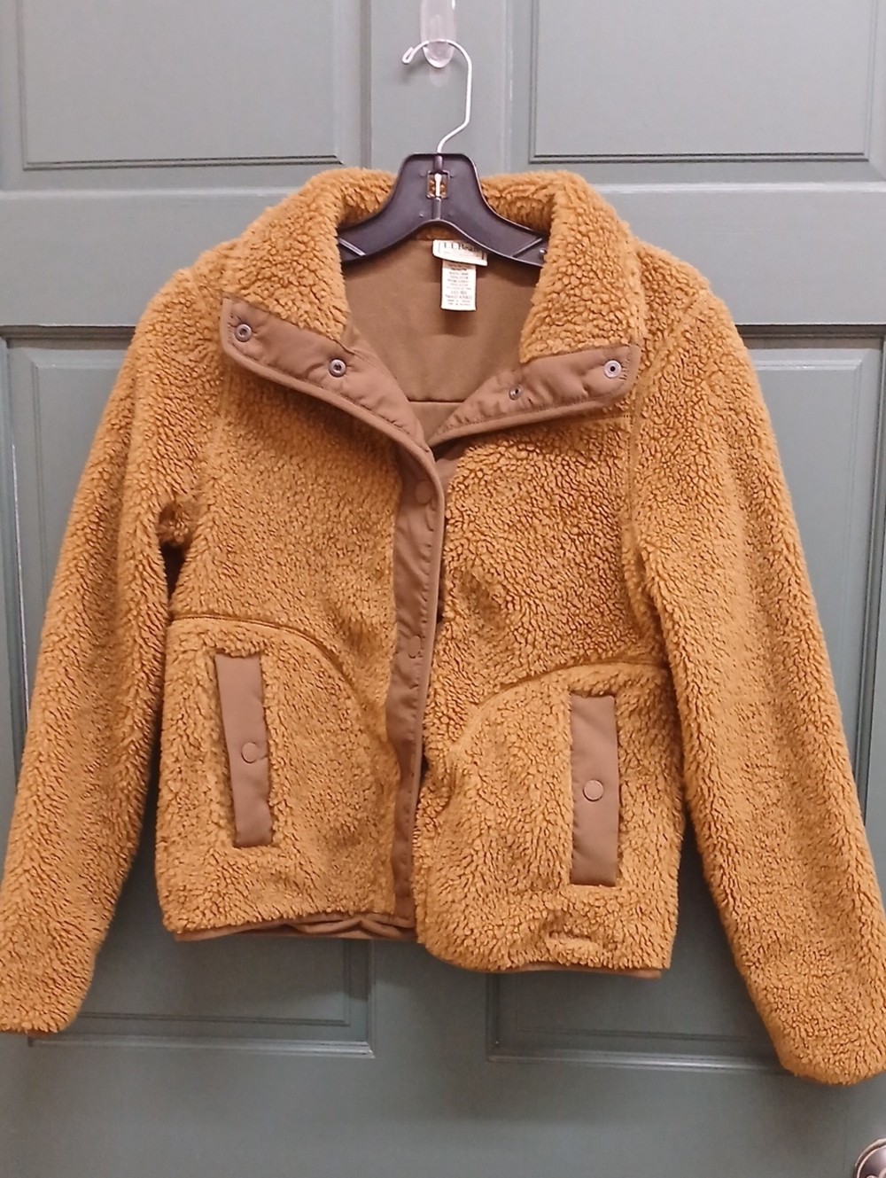 L.L. Bean Women's Tan Teddy Sherpa Jacket Snap Down Size XXS